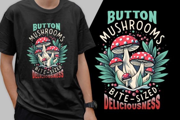 A Button Mushroom T-Shirt Graphic for Editorial Websites