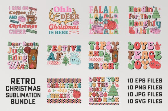 A Retro Christmas Bundle for Holiday Graphics & T-Shirt Designs