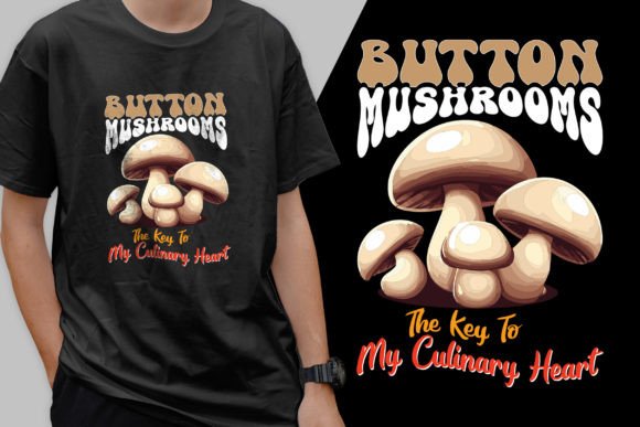 Button Mushrooms Culinary Heart Graphics for T-Shirt Designs