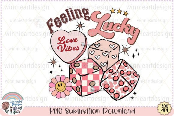 Feeling Lucky Retro Groovy Love Vibes Graphics