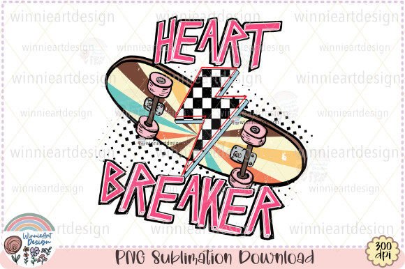 Heartbreaker Retro Valentine Vibes PNG: Graphics for T-Shirt Designs & Editorial Use