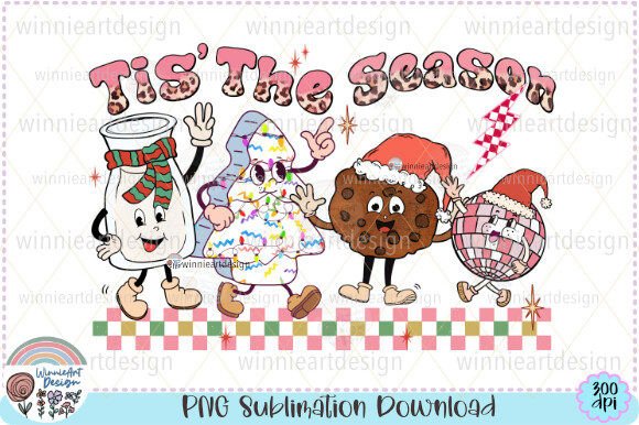 How to Use Tis the Season Retro Christmas Cute Graphics in T-Shirt Designs