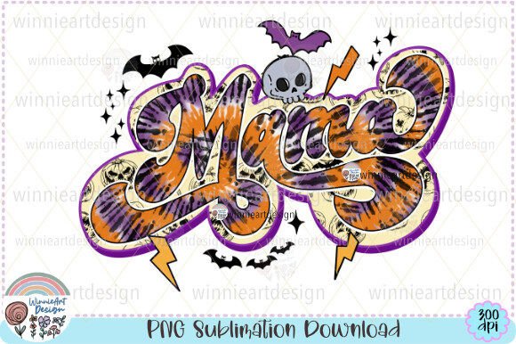 Mama Spooky Tie Dye Graphics for T-Shirt Designs