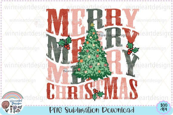 Retro Merry Christmas Tree: A Graphic Asset for Holiday T-Shirt Designs